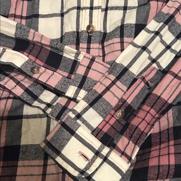 North face plaid flannel shirt small pink navy - Picture 4 of 5